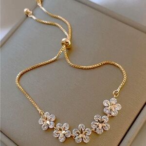 Rhinestone Floral Bracelet